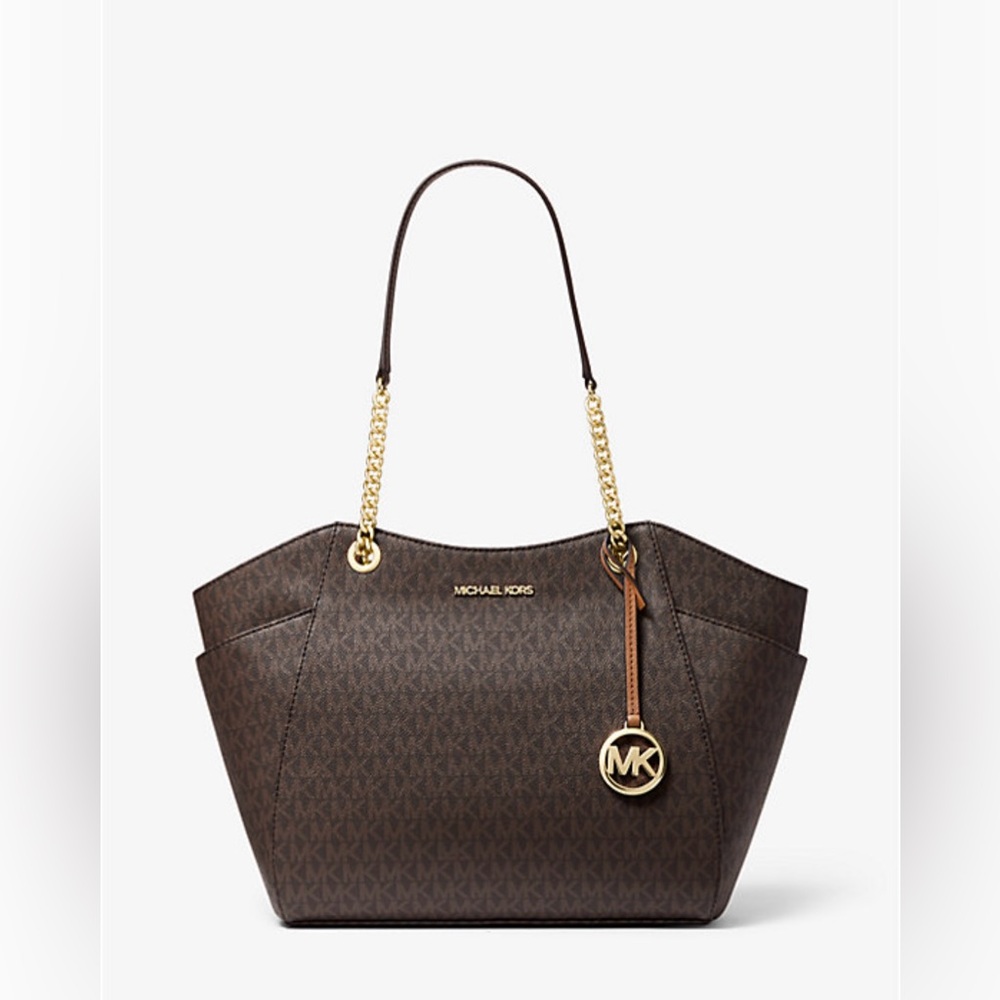 Michael Kors Jet Set Travel Large Chain Tote – Brown (NWT) Retail $558 - Picture 1 of 16